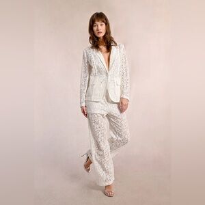 🆕 White Lace Women's Pants. Le Soir par Molly Bracken. Large.